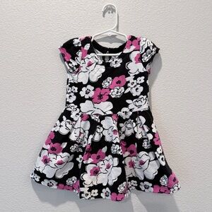 Gymboree Girls Size 4 Black Pink Floral Dress Cottagecore Y2K Fit & Flare Cotton
